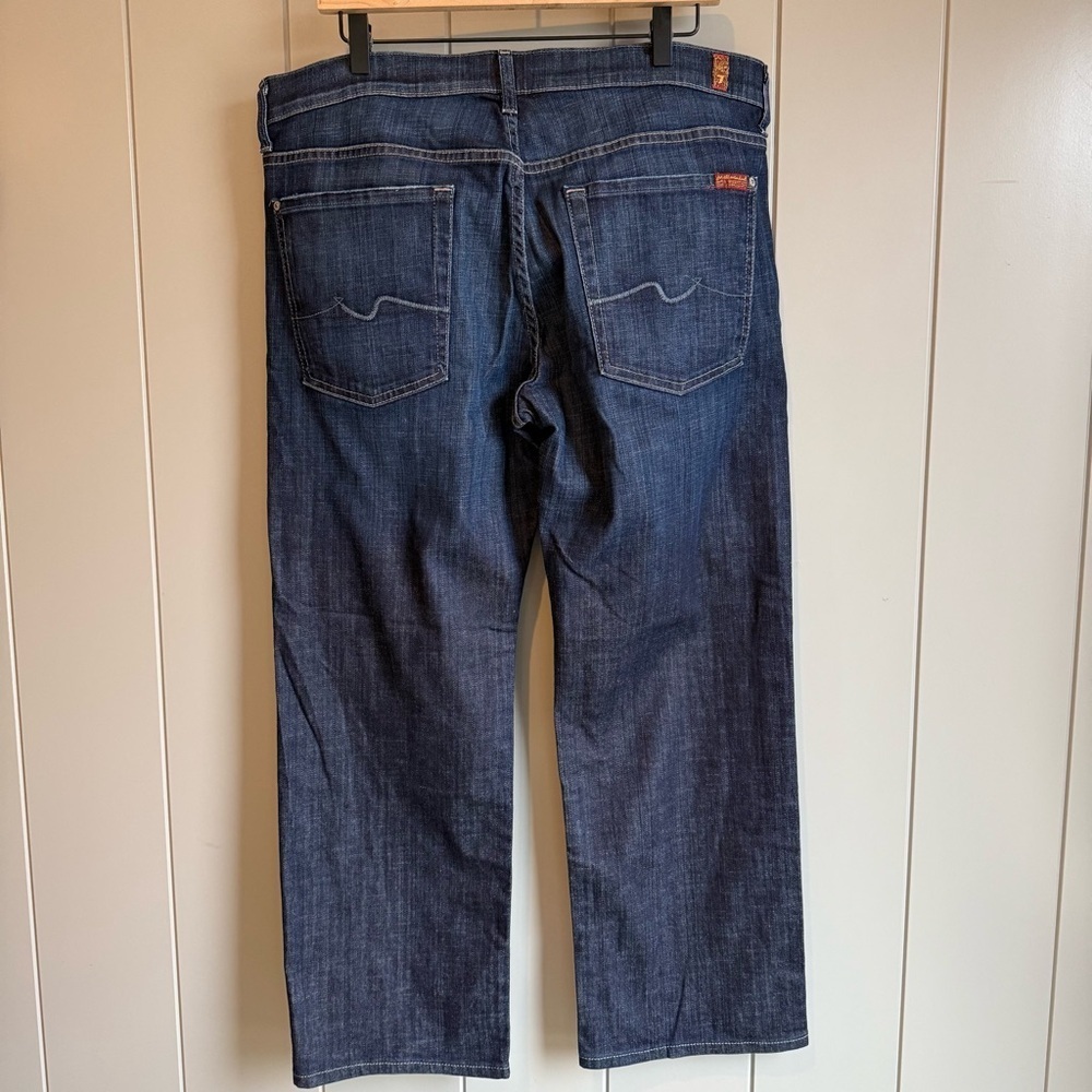 7 For All Mankind Austyn Jeans Mens 36x28 Dark Wash Straight Leg Designer Denim - Picture 5 of 13